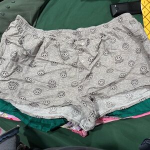 VS PINK Pajama Shorts Gray Smiley Face